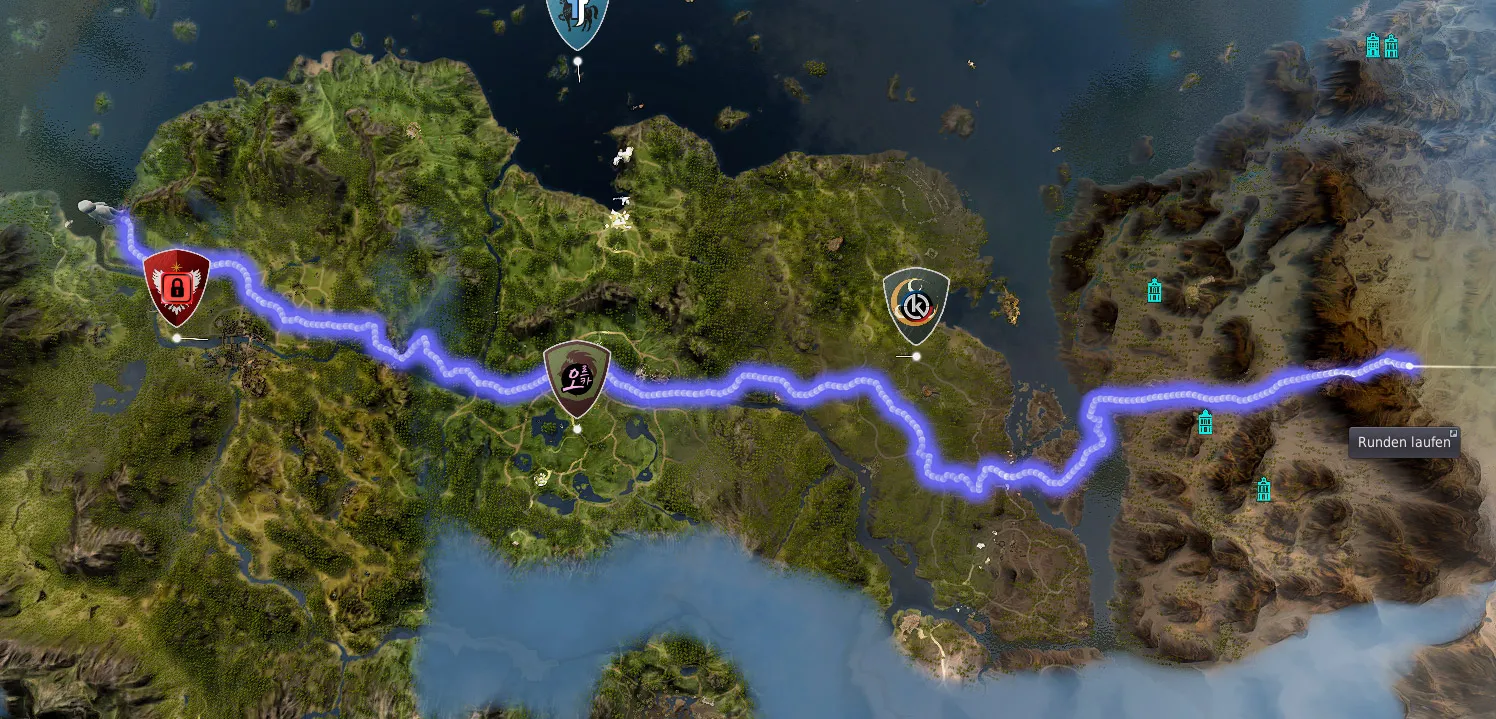 Route von Port Epheria zum Sandkornbasar