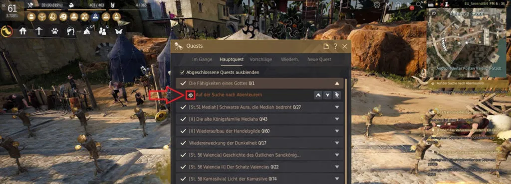 Questlog in Black Desert Online